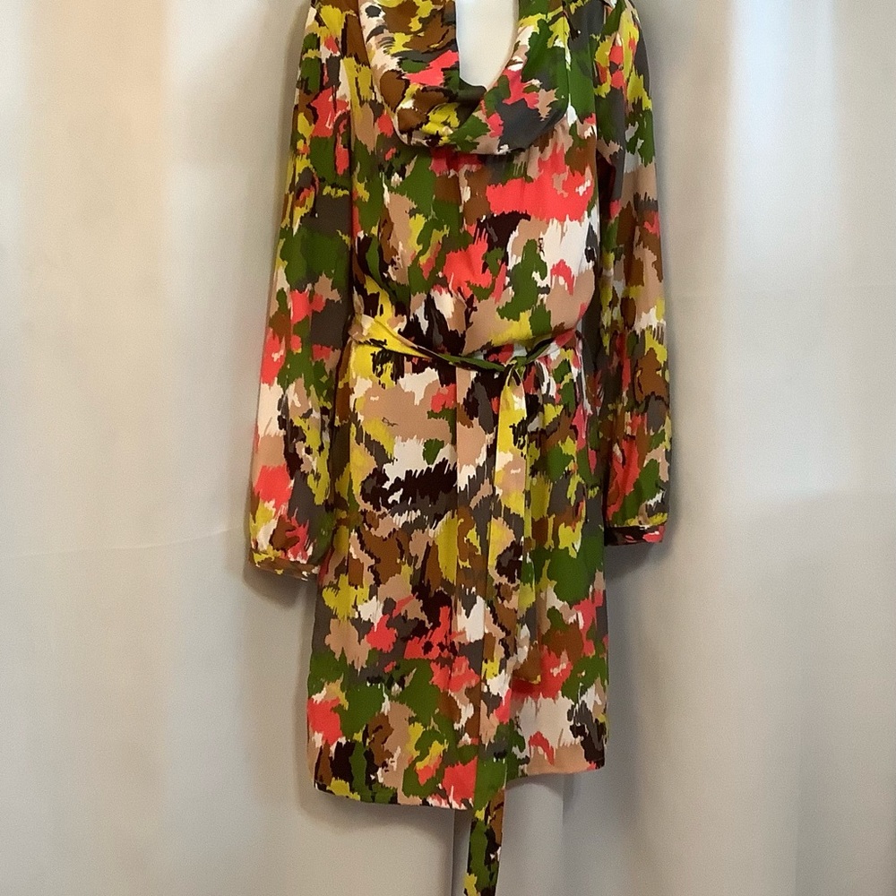 DEPT Dress Women’s Medium Cowl Neckline Belted Midi Multi Colour
